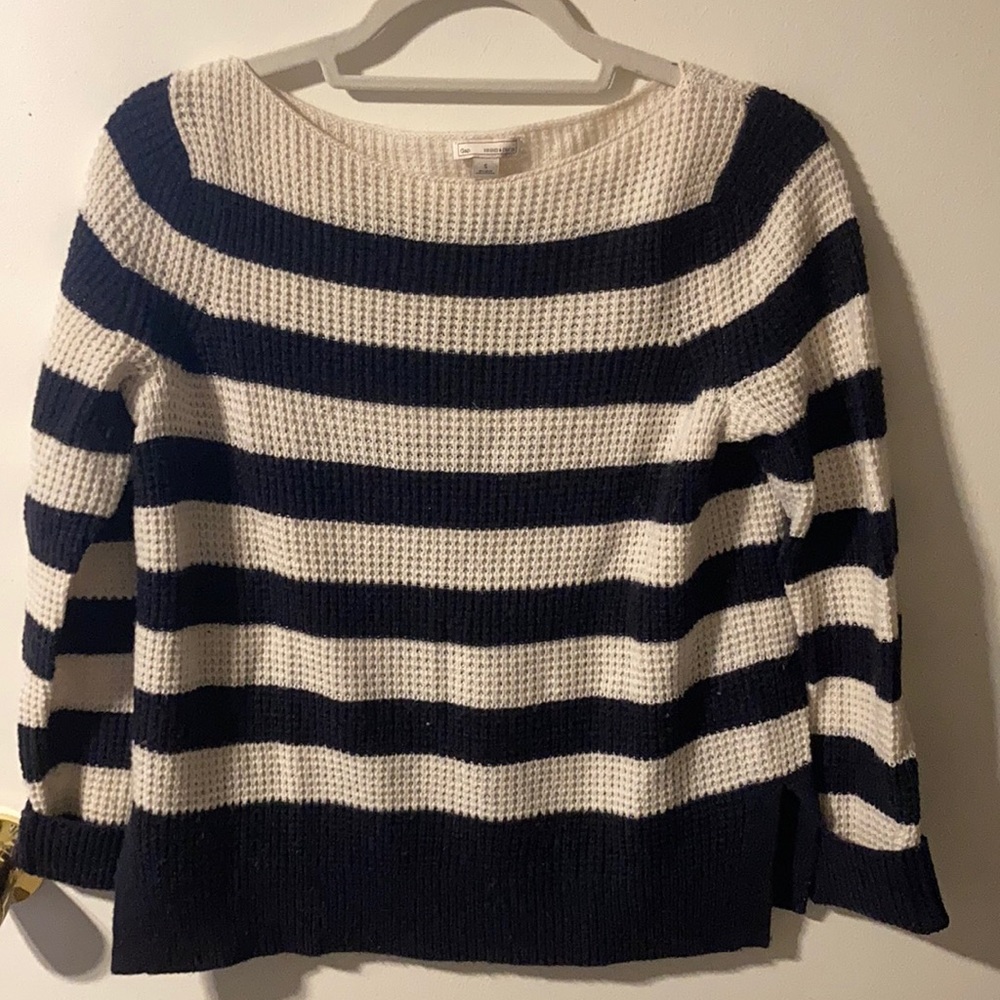 Navy blue and white stripped sweater from Gap